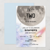 Invitation d'anniversaire Deux Pour La Lune (Devant / Derrière)