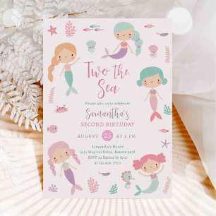 Invitation d'anniversaire deuxième seconde Mermaid