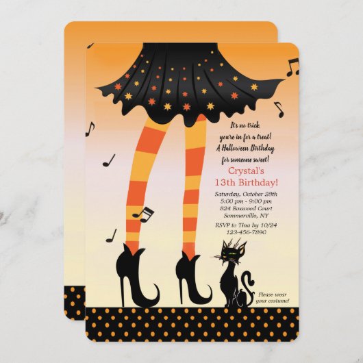 Invitation d'anniversaire d'Halloween (Devant / Derrière)