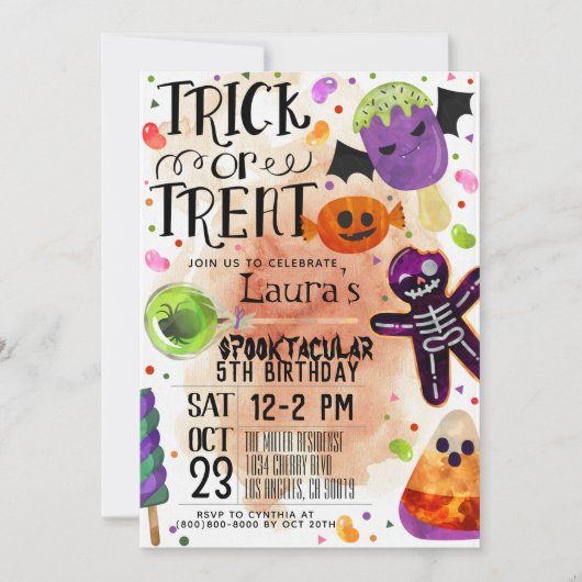 Invitation d'anniversaire d'Halloween (Devant)