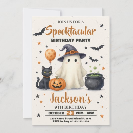 Invitation d'anniversaire d'Halloween (Devant)