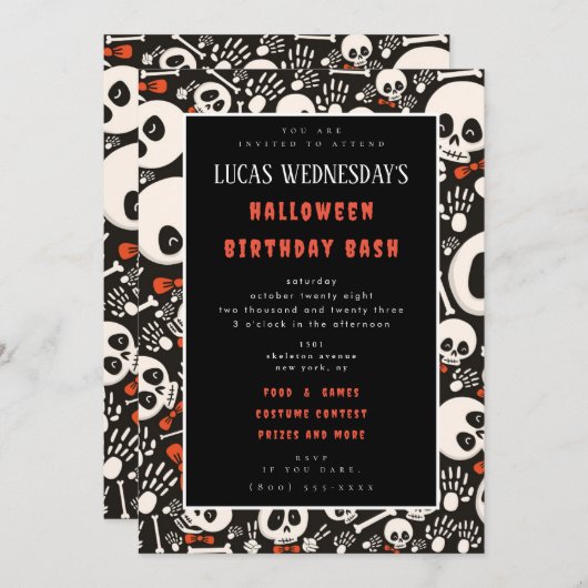 Invitation d'anniversaire d'Halloween (Devant / Derrière)