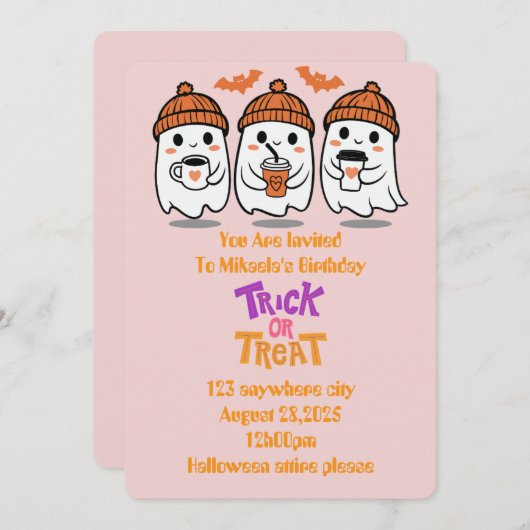 invitation d'anniversaire d'halloween (Devant / Derrière)