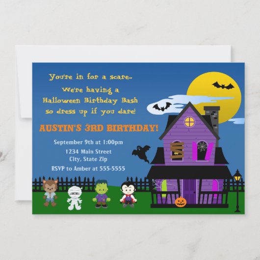 Invitation d'anniversaire d'Halloween (Devant)