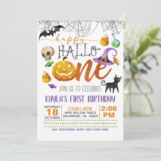 Invitation d'anniversaire d'Halloween (Debout devant)