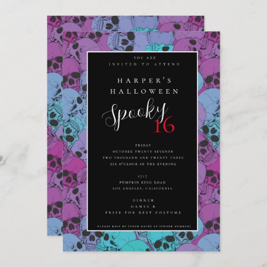 Invitation d'anniversaire d'Halloween (Devant / Derrière)