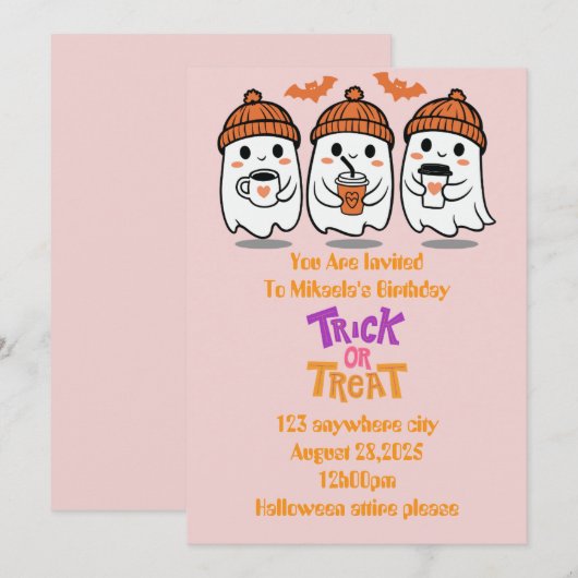 invitation d'anniversaire d'halloween (Devant / Derrière)