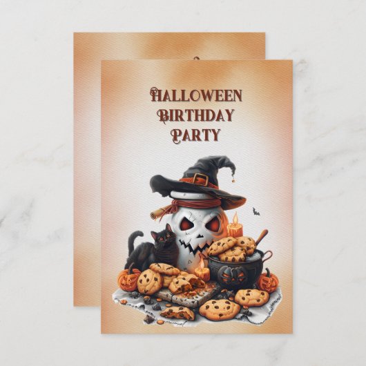 Invitation d'anniversaire d'Halloween 8 ans (Devant / Derrière)