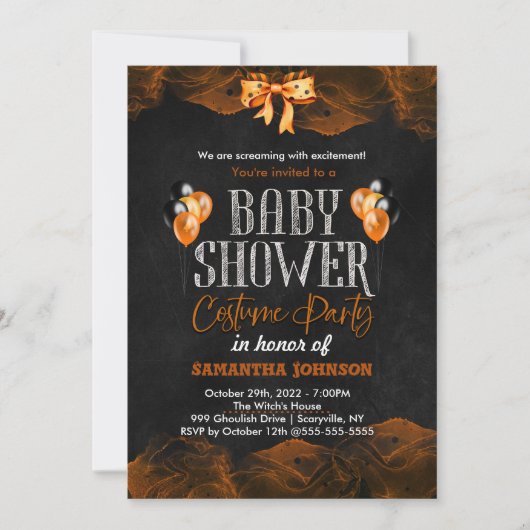Invitation d'anniversaire d'Halloween avec chauves (Devant)