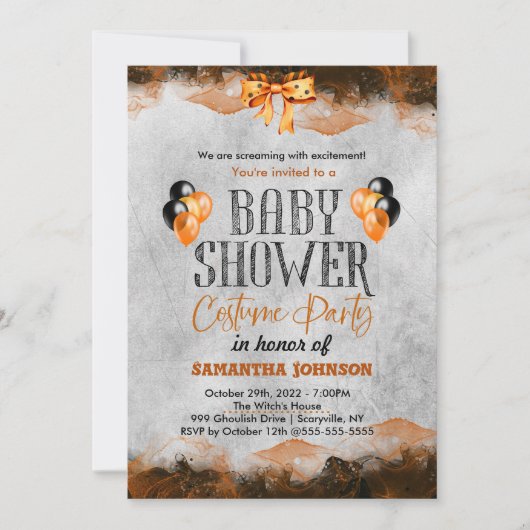 Invitation d'anniversaire d'Halloween avec chauves (Devant)