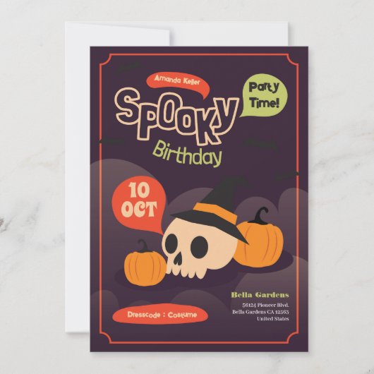 Invitation d'anniversaire d'Halloween éffrayant (Devant)