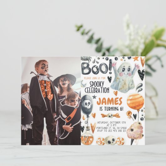 Invitation d'anniversaire d'Halloween Éffrayant Fa (Debout devant)