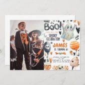 Invitation d'anniversaire d'Halloween Éffrayant Fa (Devant / Derrière)