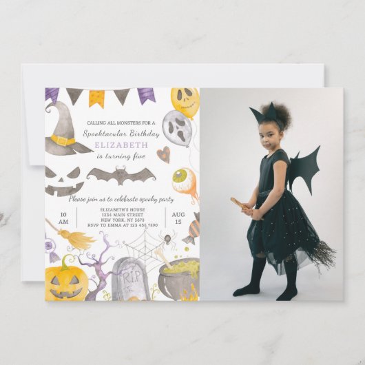 Invitation d'anniversaire d'Halloween éffrayante a (Devant)