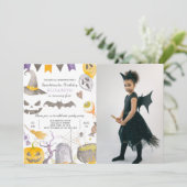 Invitation d'anniversaire d'Halloween éffrayante a (Debout devant)
