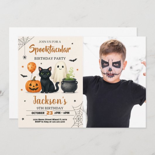 Invitation d'anniversaire d'Halloween éffrayante a (Devant / Derrière)