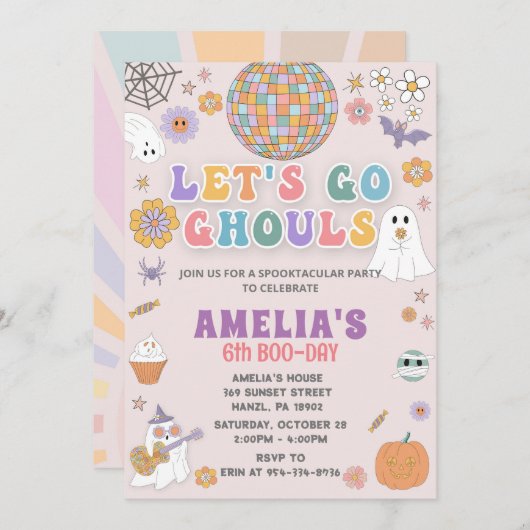 Invitation d'anniversaire d'Halloween, Halloween É (Devant / Derrière)