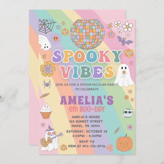 Invitation d'anniversaire d'Halloween, Halloween É (Devant / Derrière)