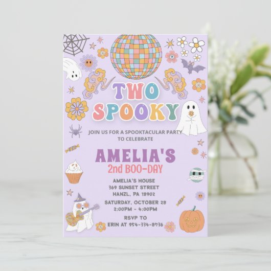 Invitation d'anniversaire d'Halloween, Halloween É (Debout devant)