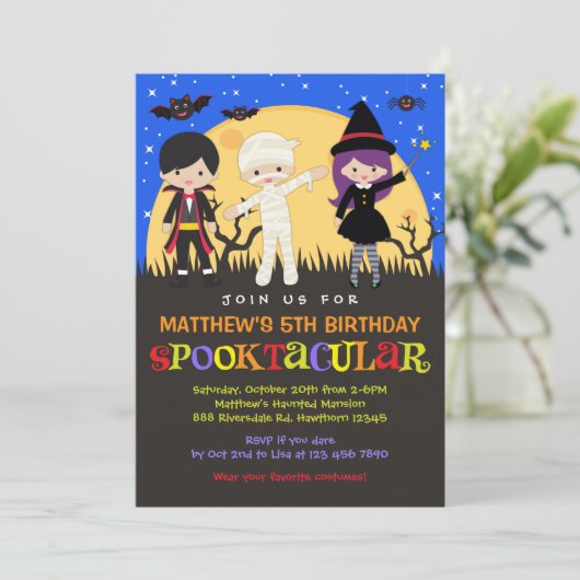 Invitation d'anniversaire d'Halloween / Invitation (Debout devant)