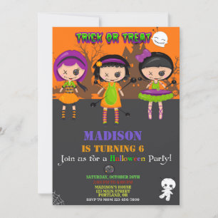 Invitation d'anniversaire d'Halloween Poupées Vood