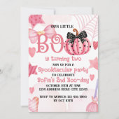 Invitation d'anniversaire d'Halloween rose (Devant)