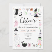 Invitation d'anniversaire d'Halloween rose (Devant)