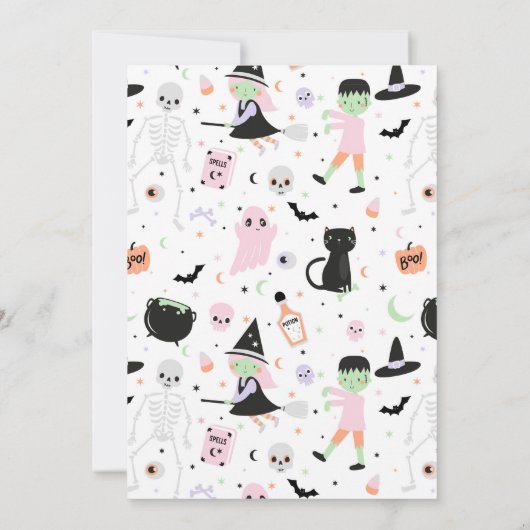 Invitation d'anniversaire d'Halloween rose (Dos)