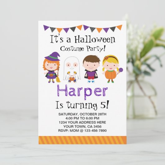 Invitation d'anniversaire d'Halloween, soirée cost (Debout devant)
