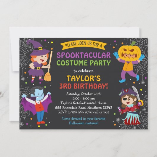 Invitation d'anniversaire d'Halloween, soirée cost (Devant)