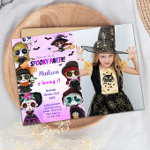 Invitation d'anniversaire d'Halloween violet avec 