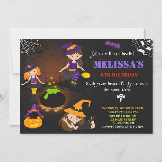 Invitation d'anniversaire d'Halloween Witch sabbat (Devant)