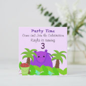 Invitation d'anniversaire d'hippopotame violet (Debout devant)