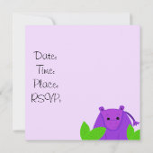 Invitation d'anniversaire d'hippopotame violet (Dos)