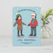 Invitation d'anniversaire d'hiver conjoint ou pour (Debout devant)