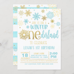 Invitation d'anniversaire d'hiver ONE derland - Ga