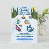 Invitation d'anniversaire d'hiver pour la descente (Debout devant)