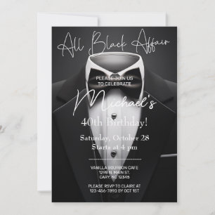 Invitation d'anniversaire d'homme adulte All Black