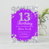 Invitation d'anniversaire Diamant d'argent et de v (Debout devant)