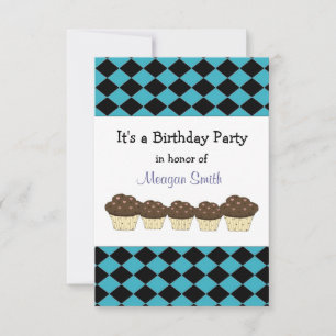 Invitation d'anniversaire diamant noir et bleu
