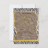 Invitation d'anniversaire d'impression Zebra (Devant)