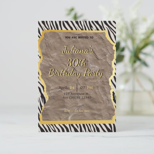 Invitation d'anniversaire d'impression Zebra (Debout devant)