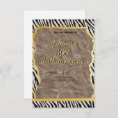 Invitation d'anniversaire d'impression Zebra (Devant / Derrière)