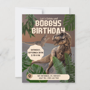 Invitation d'anniversaire Diniosaur réaliste