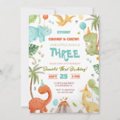 Invitation d'anniversaire Dino Bash Fun pour garço (Devant)