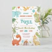 Invitation d'anniversaire Dino Bash Fun pour garço (Debout devant)