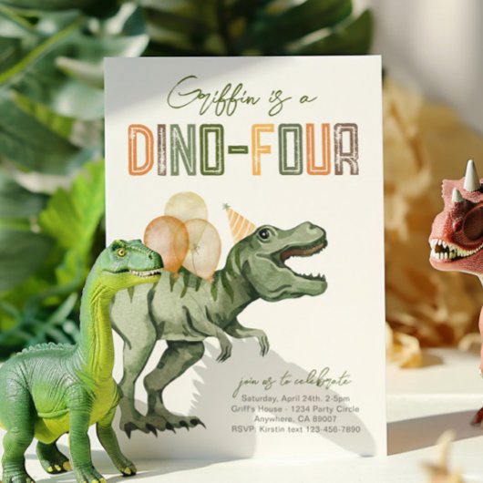 Invitation d'anniversaire Dino-Four