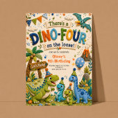 Invitation d'anniversaire Dino-Four 4 ans