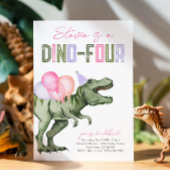Invitation d'anniversaire Dino-Four Girl's