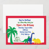 Invitation d'anniversaire Dino-Mite (Devant / Derrière)